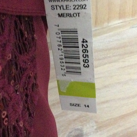 R&M Richards cocktail/ formal dress NWT size 14 merlot - Picture 3 of 4